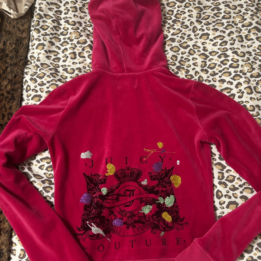 Juicy Couture Pink Velour Zip Up Sweater/Hoodie